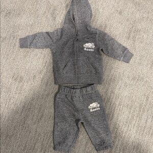 Roots Charcoal Baby Hoodie and Joggers Set